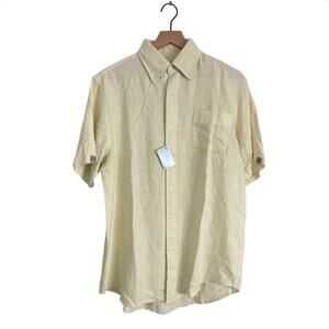 Castaway Nantucket 100% Linen Yellow Button Down Shirt Mens Size S NWT Preppy